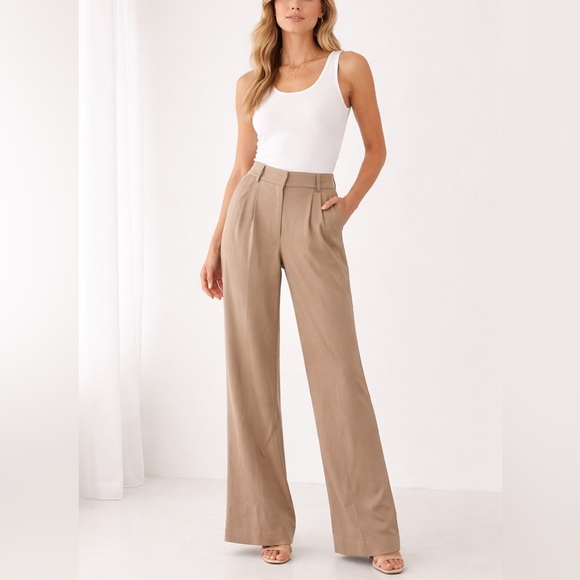 Favorite Daughter Pants - Favorite Daughter Tan Wide-Leg Pants